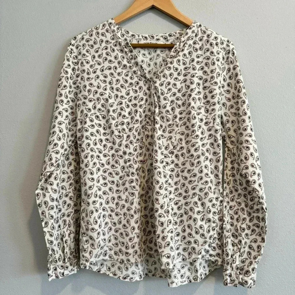 Nice Things Paloma S Button Up Blouse Ying Yang Print Long Sleeve V Neck 42 - Picture 1 of 6
